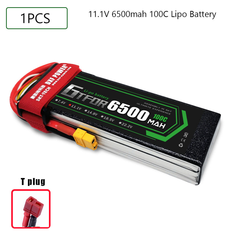 (CN)GTFDR 3S Lipo Battery 11.1V 100C 6500mAh Soft Case Battery with EC5 XT90 Connector for Car Truck Tank RC Buggy Truggy Racing Hobby