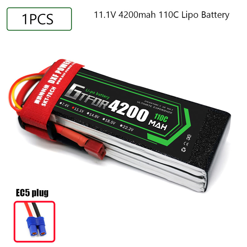 (CN)GTFDR 3S Lipo Battery 11.1V 110C  4200mAh Soft Case Battery with EC5 XT90 Connector for Car Truck Tank RC Buggy Truggy Racing Hobby