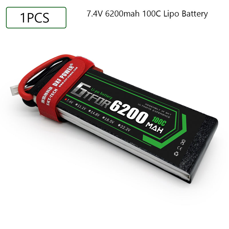 (CN)GTFDR 2S Lipo Battery 7.4V 100C 6200mAh Soft Case Battery with EC5 XT90 Connector for Car Truck Tank RC Buggy Truggy Racing Hobby