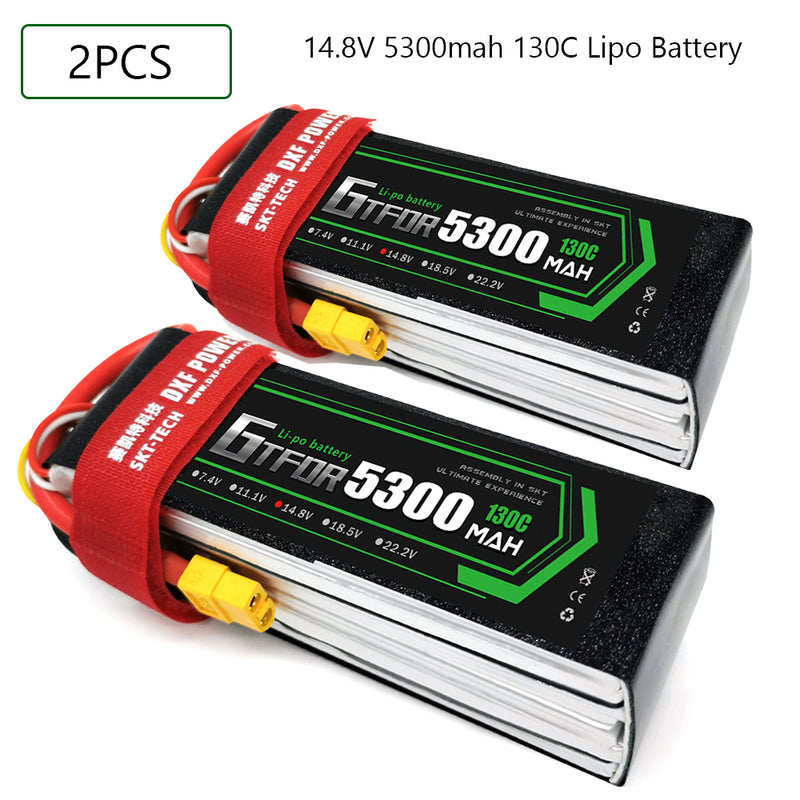 (CN)GTFDR 4S Lipo Battery 14.8V 130C 5300mAh Soft Case Battery with EC5 XT90 Connector for Car Truck Tank RC Buggy Truggy Racing Hobby