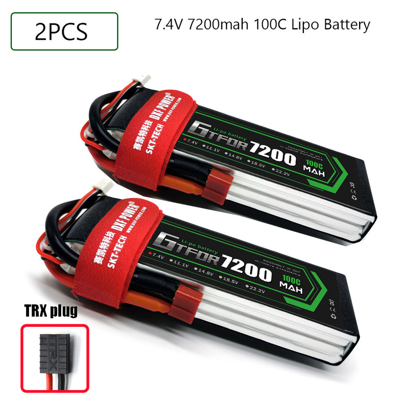 (CN)GTFDR 2S Lipo Battery 7.4V 100C7200mAh Soft Case Battery with EC5 XT90 Connector for Car Truck Tank RC Buggy Truggy Racing Hobby