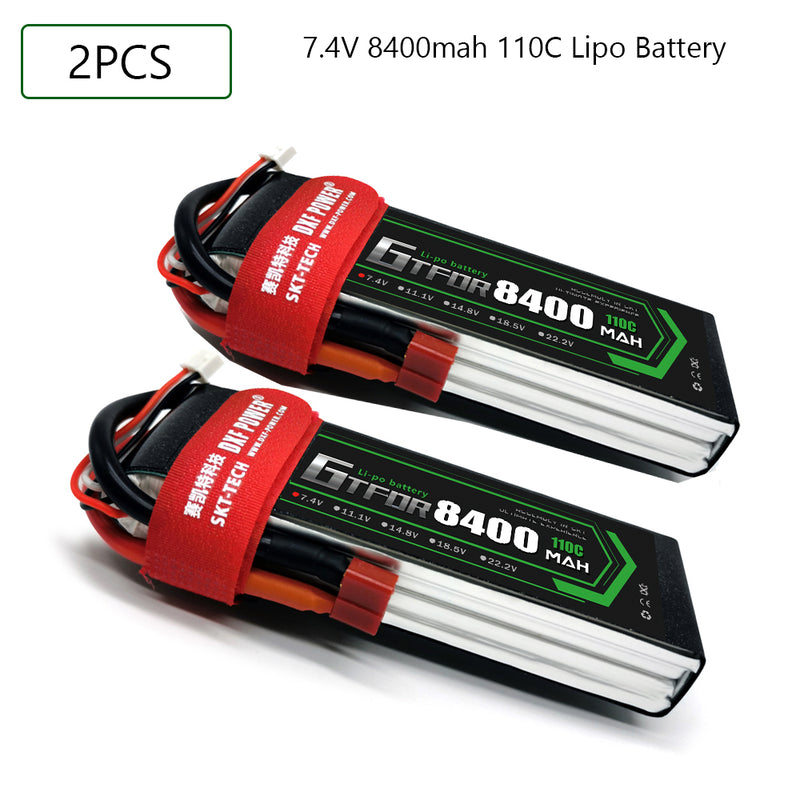 (CN)GTFDR 2S Lipo Battery 7.4V 110C 8400mAh Soft Case Battery with EC5 XT90 Connector for Car Truck Tank RC Buggy Truggy Racing Hobby