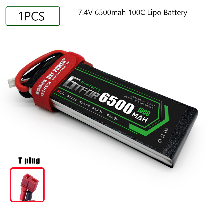 (CN)GTFDR 2S Lipo Battery 7.4V 100C 6500mAh Soft Case Battery with EC5 XT90 Connector for Car Truck Tank RC Buggy Truggy Racing Hobby