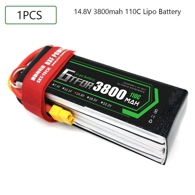 (CN)GTFDR 4S Lipo Battery 14.8V 110C 3800mAh Soft Case Battery with EC5 XT90 Connector for Car Truck Tank RC Buggy Truggy Racing Hobby