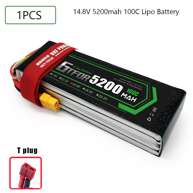 (CN)GTFDR 4S Lipo Battery 14.8V 100C 5200mAh Soft Case Battery with EC5 XT90 Connector for Car Truck Tank RC Buggy Truggy Racing Hobby