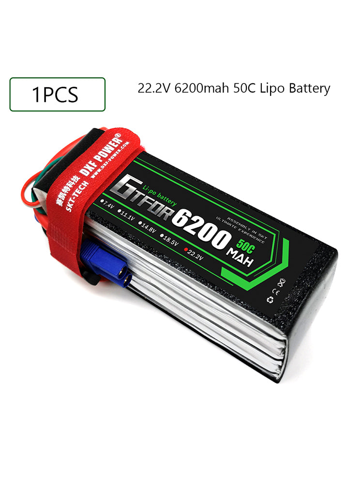 (CN)GTFDR 6S Lipo Battery 22.2V 50C 6200mAh Soft Case Battery with EC5 XT90 Connector for Car Truck Tank RC Buggy Truggy Racing Hobby