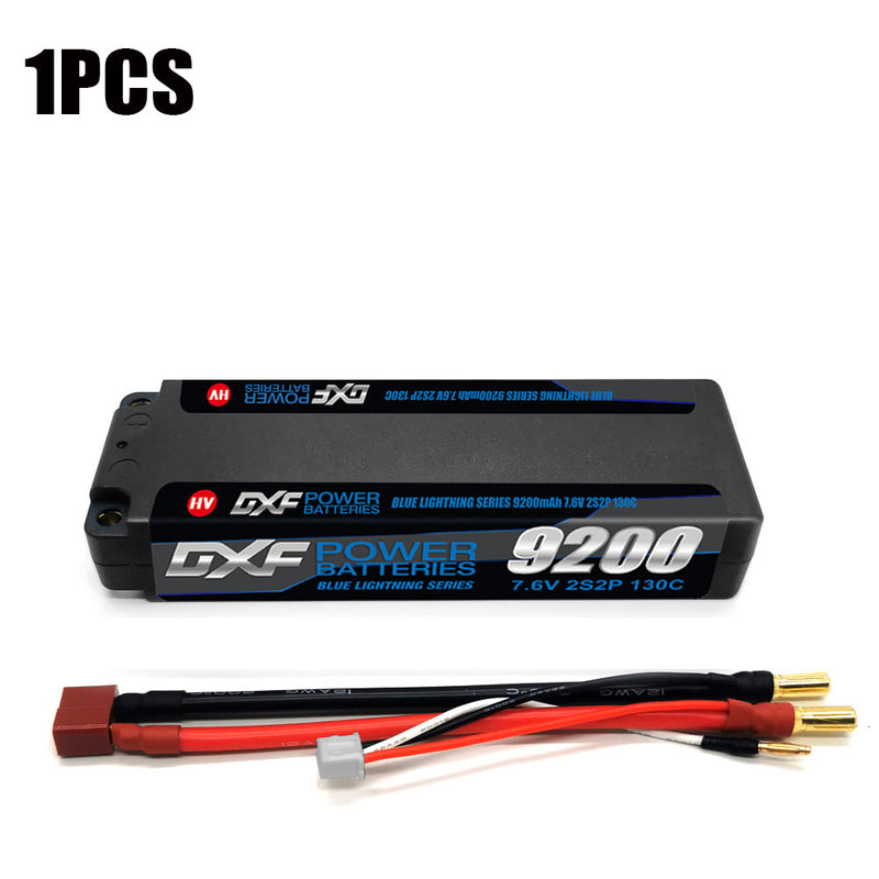 (EU) DXF 2S 7.6V Lipo Battery 130C 9200mAh with 5mm Bullet for RC 1/8 Vehicles Car Truck Tank Truggy Competition Racing Hobby