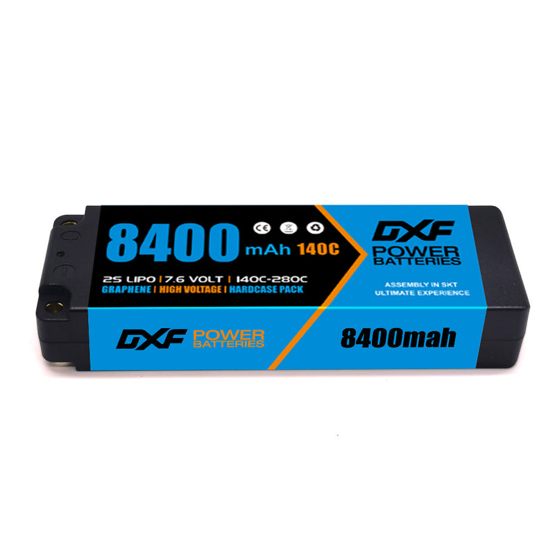 (PL) DXF 2S 7.6V Lipo Battery 140C 8400mAh with 5mm Bullet for RC 1/8 Vehicles Car Truck Tank Truggy Competition Racing Hobby