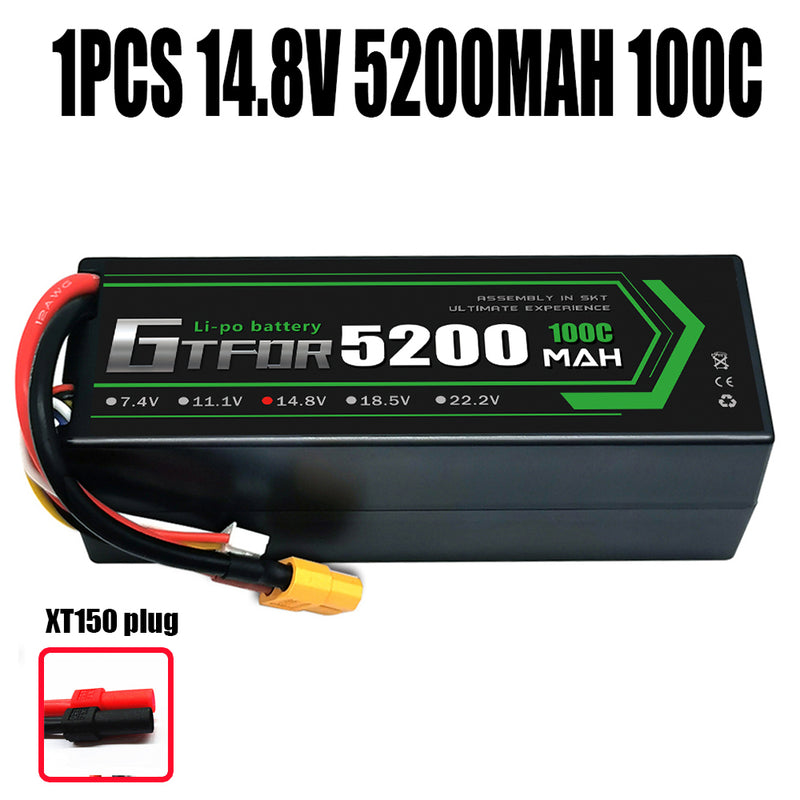 (CN)GTFDR 4S Lipo Battery 5200mAh 14.8V 100C Hardcase EC5 Plug for RC Buggy Truggy 1/10 Scale Racing Helicopters RC Car Boats