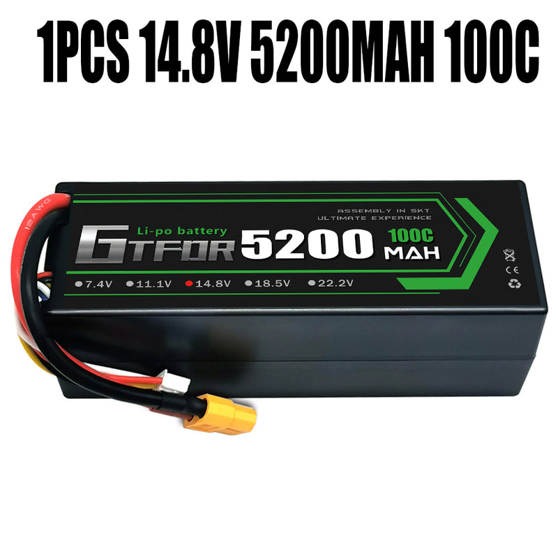 (CN)GTFDR 4S Lipo Battery 5200mAh 14.8V 100C Hardcase EC5 Plug for RC Buggy Truggy 1/10 Scale Racing Helicopters RC Car Boats