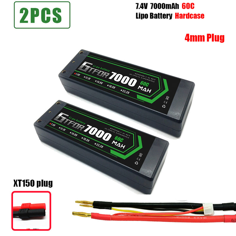 (CN)GTFDR 2S Lipo Battery 7000mAh 7.4V 60C 4mm Hardcase EC5 Plug for RC Buggy Truggy 1/10 Scale Racing Helicopters RC Car Boats