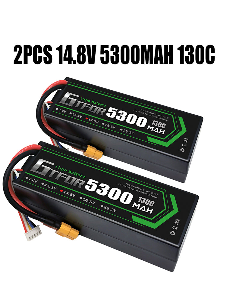 (CN)GTFDR 4S Lipo Battery 5300mAh 14.8V 130C Hardcase EC5 Plug for RC Buggy Truggy 1/10 Scale Racing Helicopters RC Car Boats