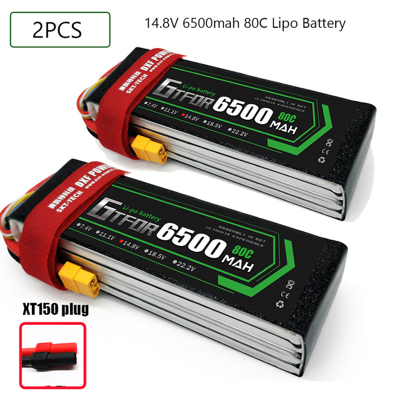 (CN)GTFDR  4S Lipo Battery 14.8V 80C 6500mAh Soft Case Battery with EC5 XT90 Connector for Car Truck Tank RC Buggy Truggy Racing Hobby