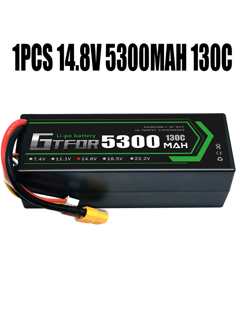 (CN)GTFDR 4S Lipo Battery 5300mAh 14.8V 130C Hardcase EC5 Plug for RC Buggy Truggy 1/10 Scale Racing Helicopters RC Car Boats