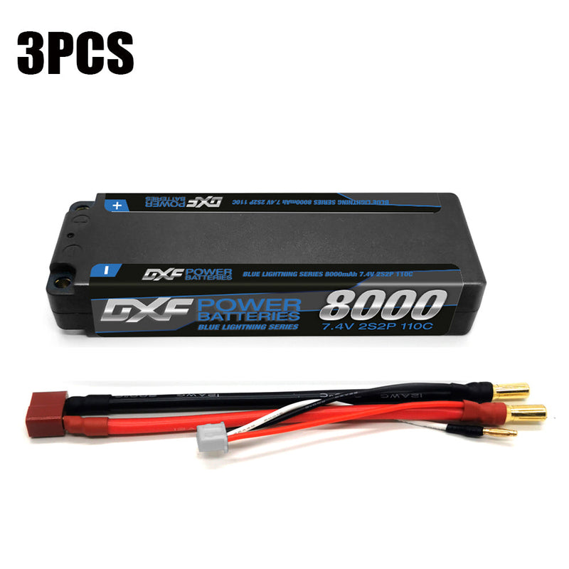 (EU)DXF Lipo Battery 2S 7.4V 8000mAh 110C/220C Hardcase Battery Graphene 5MM Battery for Rc Truck Drone 1/10 1/8 Scale Traxxas Slash 4x4 RC Car Buggy truggy