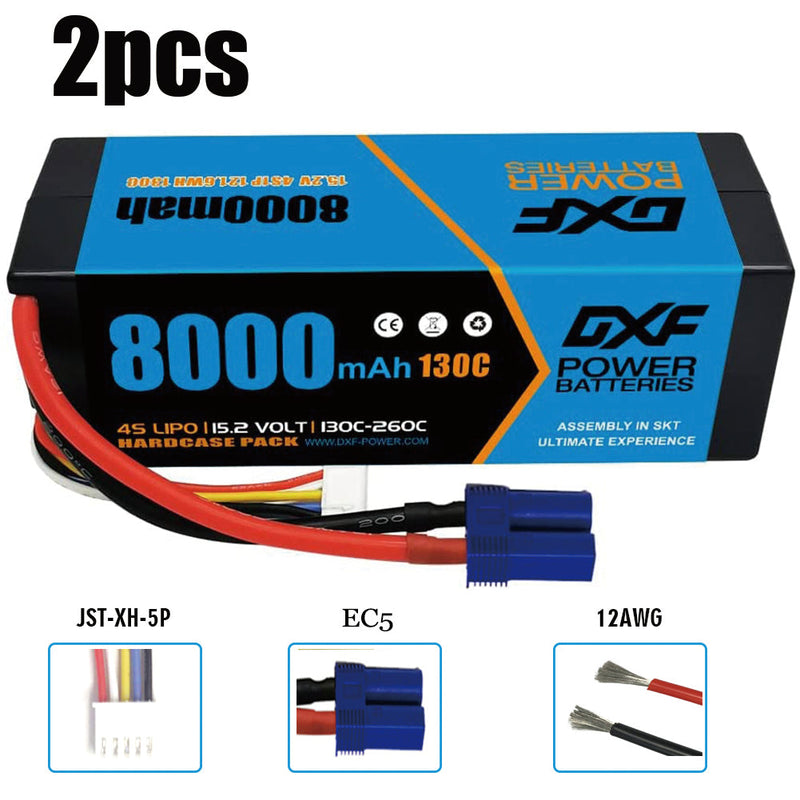 (UK)DXF Lipo Battery 4S 15.2V 8000mAh 130C/260C HardCase Lipo Battery for RC HPI HSP 1/8 1/10 Buggy RC Car Truck