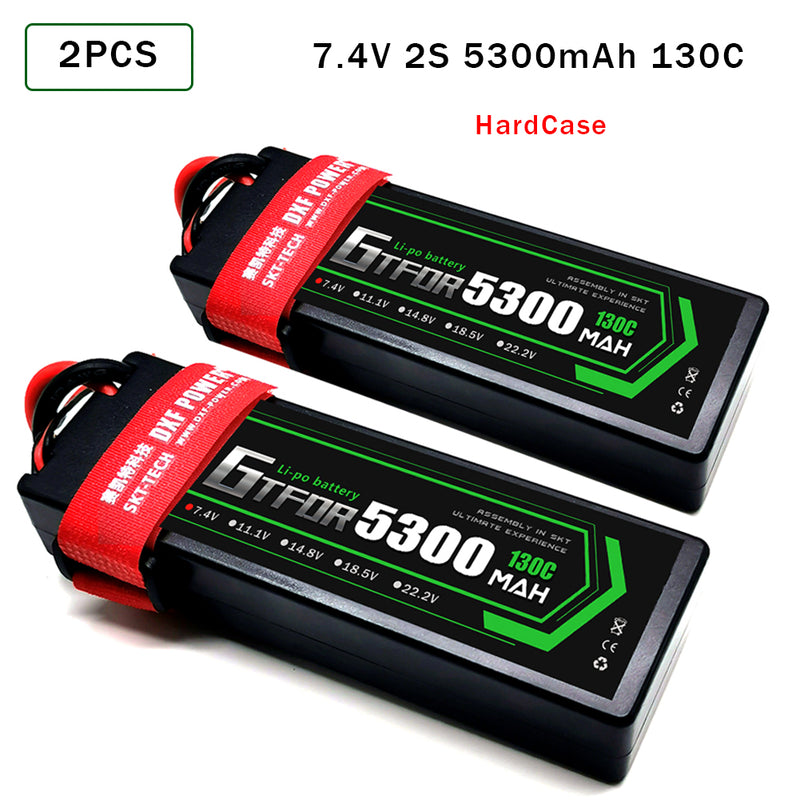 (CN) GTFDR 2S 7.4V Lipo Battery 130C 5300mAh for RC 1/10 1/8 Vehicles Car Truck Tank Truggy Competition Racing Hobby