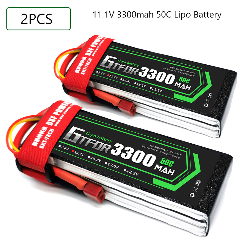 (CN)GTFDR 3S Lipo Battery 11.1V 50C 3300mAh Soft Case Battery with EC5 XT90 Connector for Car Truck Tank RC Buggy Truggy Racing Hobby