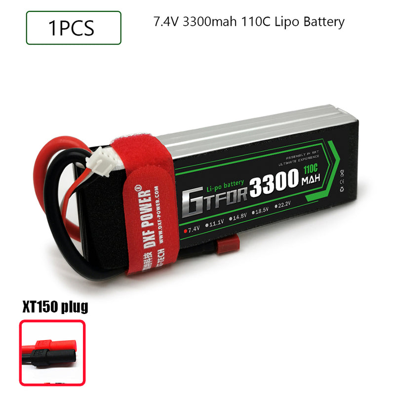 (CN)GTFDR 2S Lipo Battery 7.4V 110C 3300mAh Soft Case Battery with EC5 XT90 Connector for Car Truck Tank RC Buggy Truggy Racing Hobby