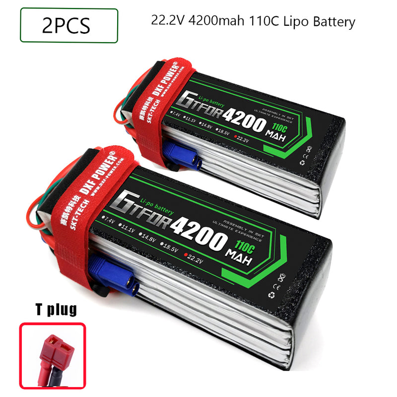 (CN)GTFDR 6S Lipo Battery 22.2V 110C 4200mAh Soft Case Battery with EC5 XT90 Connector for Car Truck Tank RC Buggy Truggy Racing Hobby