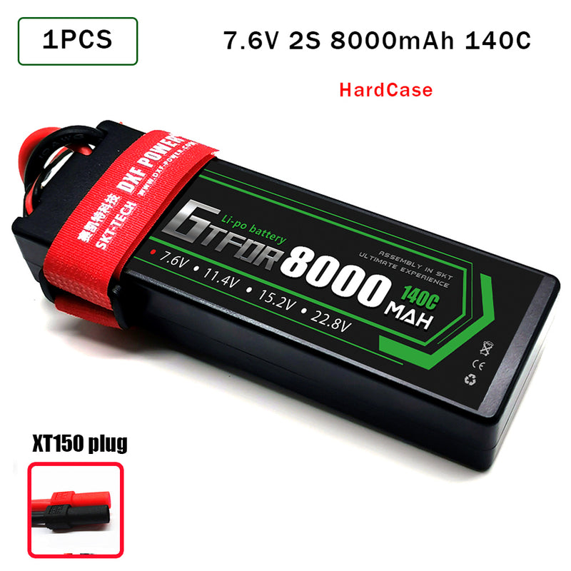 (CN)GTFDR 2S Lipo Battery 8000mAh 7.6V 140C Hardcase EC5 Plug for RC Buggy Truggy 1/10 Scale Racing Helicopters RC Car Boats