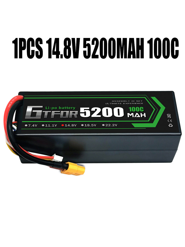 (CN)GTFDR 4S Lipo Battery 5200mAh 14.8V 100C Hardcase EC5 Plug for RC Buggy Truggy 1/10 Scale Racing Helicopters RC Car Boats