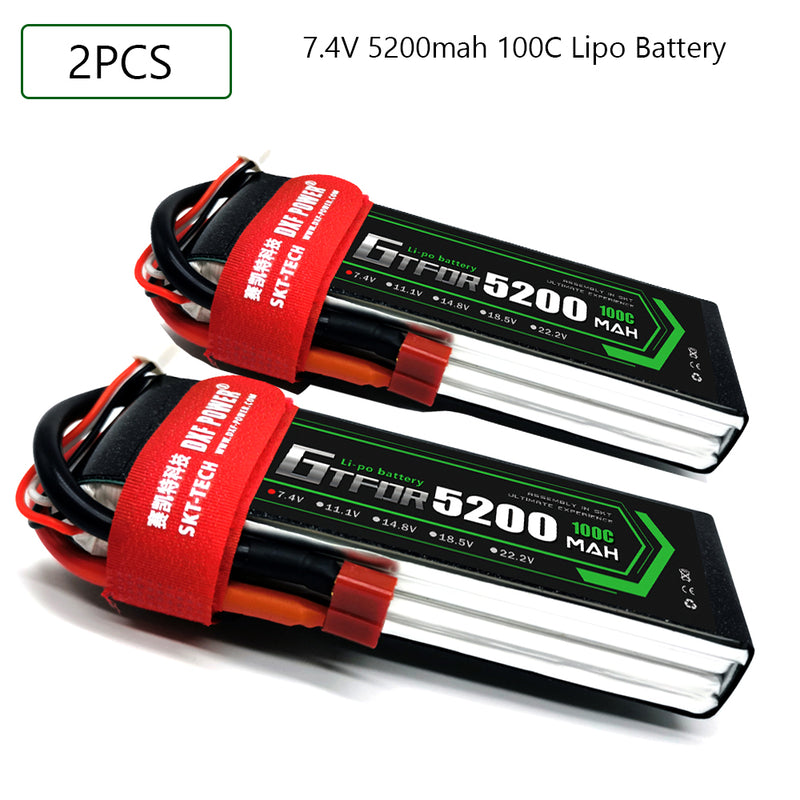 (CN)GTFDR 2S Lipo Battery 7.4V 100C 5200mAh Soft Case Battery with EC5 XT90 Connector for Car Truck Tank RC Buggy Truggy Racing Hobby