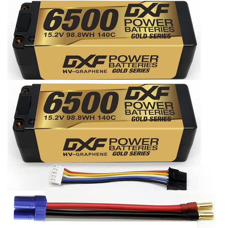 (GE)DXF Lipo Akku 4S 15,2V 6500MAH 140C GoldSeries LCG 5MM Graphene Lipo Hardcase mit EC5 und XT90 Stecker für Rc 1/8 1/10 Buggy Truck Car Off-Road Drohne 