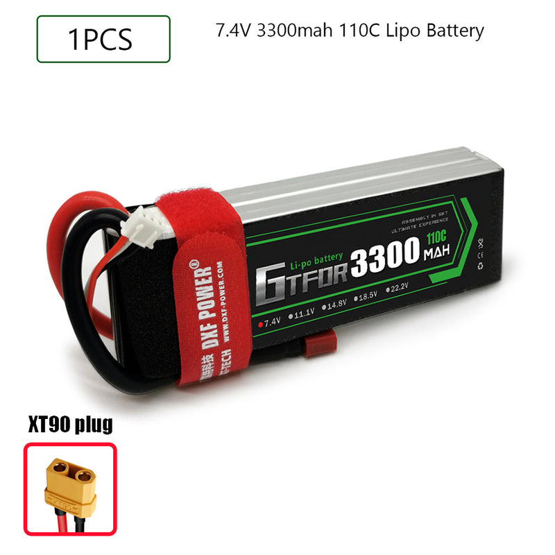 (CN)GTFDR 2S Lipo Battery 7.4V 110C 3300mAh Soft Case Battery with EC5 XT90 Connector for Car Truck Tank RC Buggy Truggy Racing Hobby