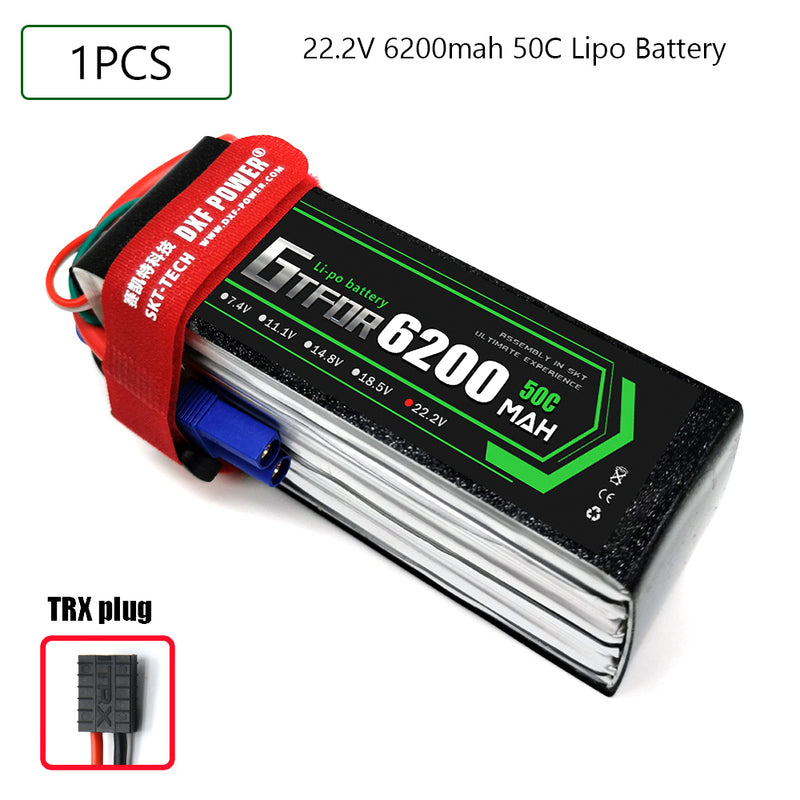 (CN)GTFDR 6S Lipo Battery 22.2V 50C 6200mAh Soft Case Battery with EC5 XT90 Connector for Car Truck Tank RC Buggy Truggy Racing Hobby