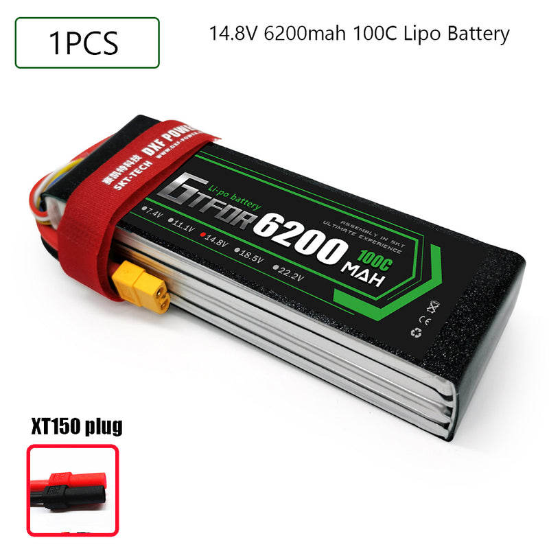 (CN)GTFDR 4S Lipo Battery 14.8V 100C 6200mAh Soft Case Battery with EC5 XT90 Connector for Car Truck Tank RC Buggy Truggy Racing Hobby