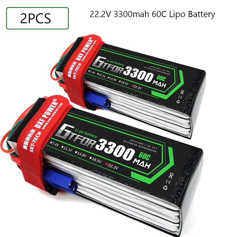 (CN)GTFDR 6S Lipo Battery 22.2V 60C 3300mAh Soft Case Battery with EC5 XT90 Connector for Car Truck Tank RC Buggy Truggy Racing Hobby