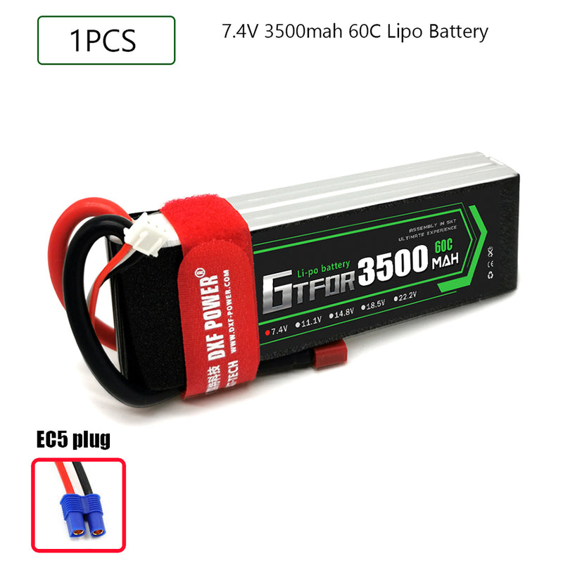 (CN)GTFDR 2S Lipo Battery 7.4V 60C 3500mAh Soft Case Battery with EC5 XT90 Connector for Car Truck Tank RC Buggy Truggy Racing Hobby