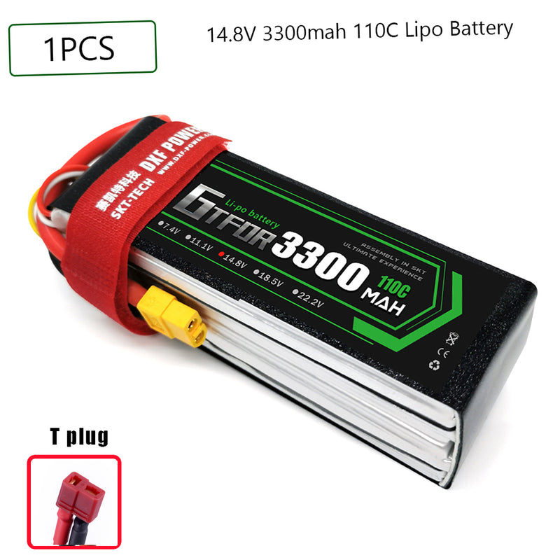 (CN)GTFDR 4S Lipo Battery 14.8V 110C 3300mAh Soft Case Battery with EC5 XT90 Connector for Car Truck Tank RC Buggy Truggy Racing Hobby