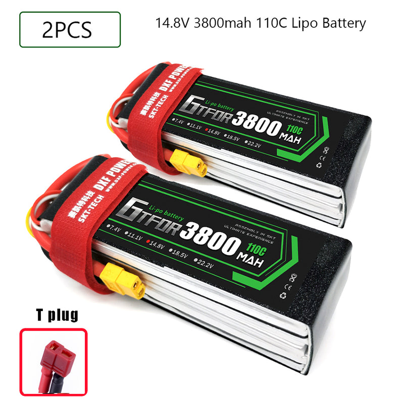 (CN)GTFDR 4S Lipo Battery 14.8V 110C 3800mAh Soft Case Battery with EC5 XT90 Connector for Car Truck Tank RC Buggy Truggy Racing Hobby