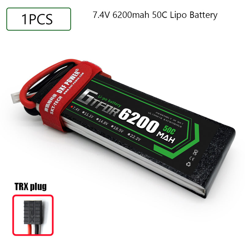 (CN)GTFDR 2S Lipo Battery 7.4V 50C 6200mAh Soft Case Battery with EC5 XT90 Connector for Car Truck Tank RC Buggy Truggy Racing Hobby