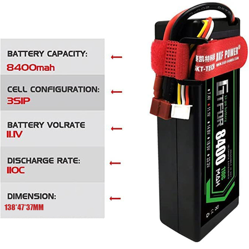 (GE)GTFDR Lipo-Akku 3S 11,1 V 8400 mAh 110C/220C HardCase Lipo-Akku für RC HPI HSP 1/8 1/10 Buggy RC Car Truck 