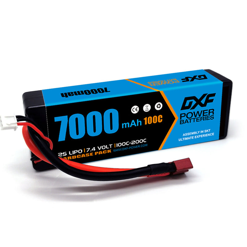 (EU)DXF Lipo-Akku 2S 7,4V 7000mAh 100C/200C Hardcase-Akku Graphen-Akku Deans/T-Stecker für Rc Truck Drone 1/10 1/8 Scale Traxxas Slash 4x4 RC Car Buggy Truggy 