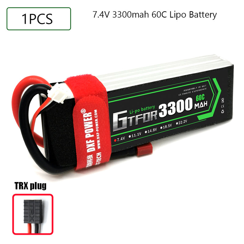 (CN)GTFDR 2S Lipo Battery 7.4V 60C 3300mAh Soft Case Battery with EC5 XT90 Connector for Car Truck Tank RC Buggy Truggy Racing Hobby