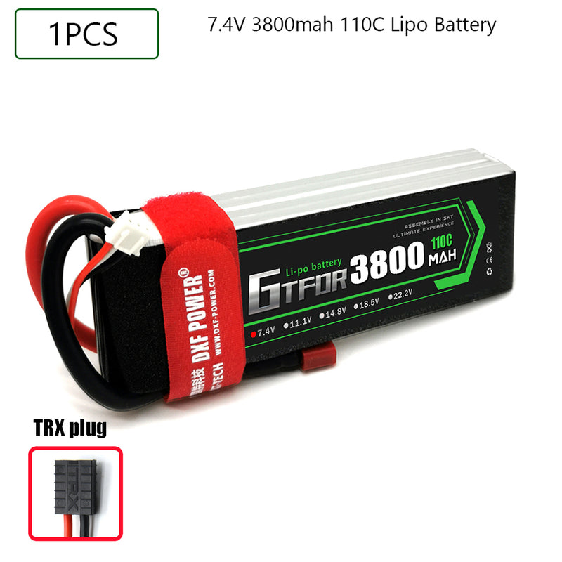 (CN)GTFDR 2S Lipo Battery 7.4V 110C 3800mAh Soft Case Battery with EC5 XT90 Connector for Car Truck Tank RC Buggy Truggy Racing Hobby