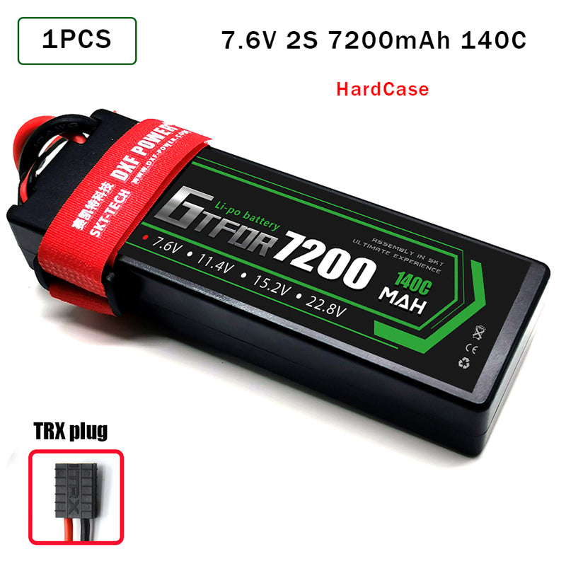 (CN)GTFDR 2S Lipo Battery 7200mAh 7.6V 140C Hardcase EC5 Plug for RC Buggy Truggy 1/10 Scale Racing Helicopters RC Car Boats