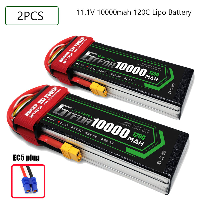 (CN)GTFDR3S Lipo Battery 11.1V 100C10000mAh Soft Case Battery with EC5 XT90 Connector for Car Truck Tank RC Buggy Truggy Racing Hobby