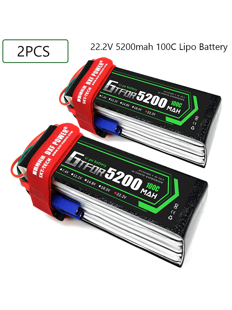 (CN)GTFDR 6S Lipo Battery 22.2V 100C 5200mAh Soft Case Battery with EC5 XT90 Connector for Car Truck Tank RC Buggy Truggy Racing Hobby