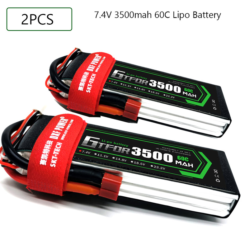 (CN)GTFDR 2S Lipo Battery 7.4V 60C 3500mAh Soft Case Battery with EC5 XT90 Connector for Car Truck Tank RC Buggy Truggy Racing Hobby