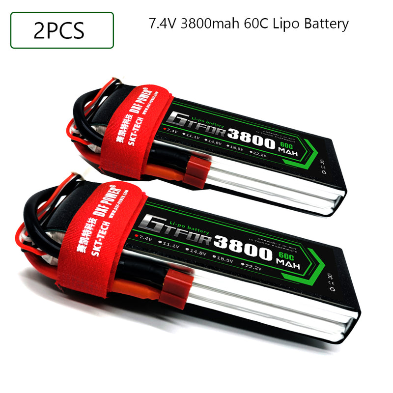 (CN)GTFDR 2S Lipo Battery 7.4V 60C 3800mAh Soft Case Battery with EC5 XT90 Connector for Car Truck Tank RC Buggy Truggy Racing Hobby