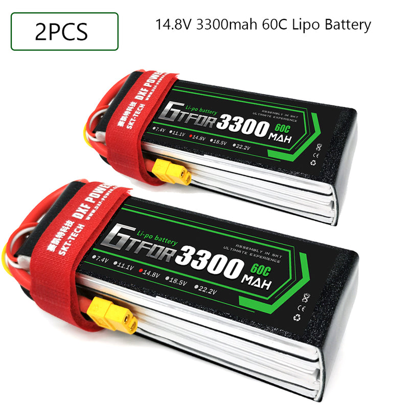 (CN)GTFDR 4S Lipo Battery 14.8V 60C 3300mAh Soft Case Battery with EC5 XT90 Connector for Car Truck Tank RC Buggy Truggy Racing Hobby