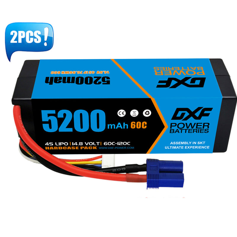 (USA)DXF Lipo-Akku 4S 14,8 V 5200 mAh 60C/120C HardCase Lipo-Akku für RC HPI HSP 1/8 1/10 Buggy RC Car Truck