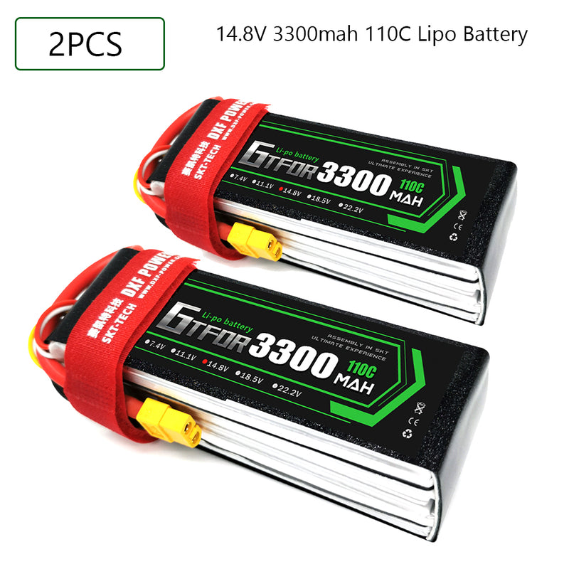 (CN)GTFDR 4S Lipo Battery 14.8V 110C 3300mAh Soft Case Battery with EC5 XT90 Connector for Car Truck Tank RC Buggy Truggy Racing Hobby