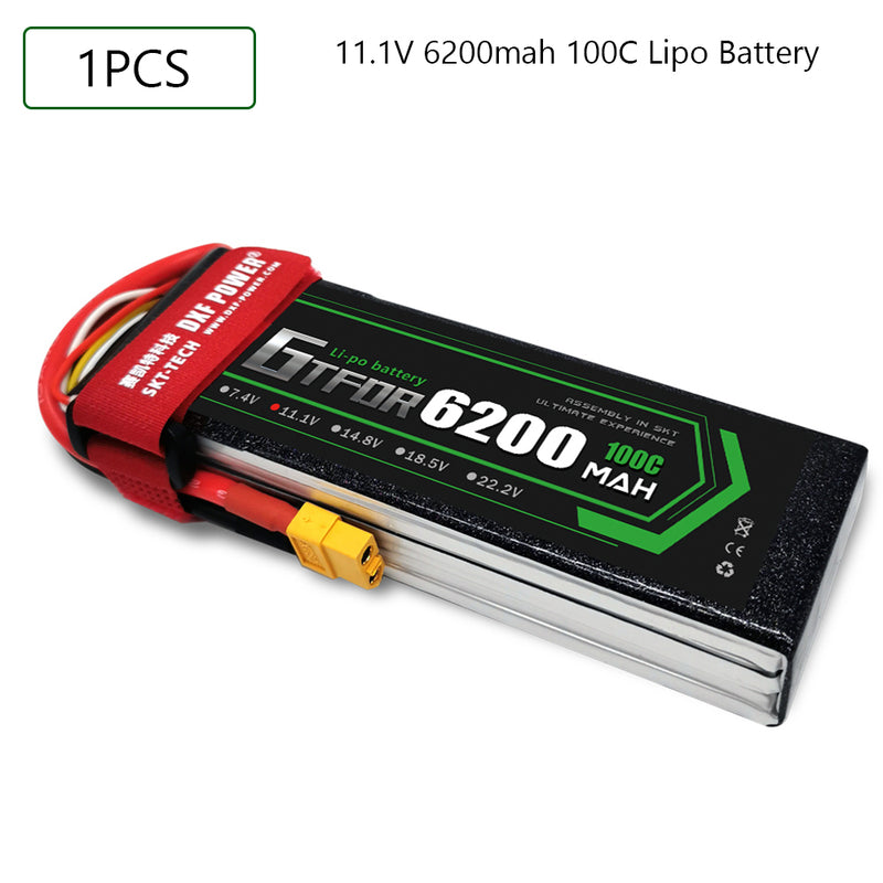 (CN)GTFDR 3S Lipo Battery 11.1V 100C 6200mAh Soft Case Battery with EC5 XT90 Connector for Car Truck Tank RC Buggy Truggy Racing Hobby