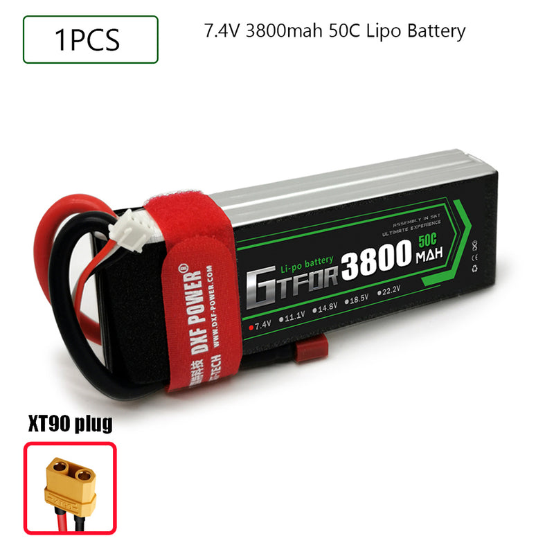 (CN) GTFDR 2S Lipo Battery 7.4V 50C 3800mAh Soft Case Battery with EC5 XT90 Connector for Car Truck Tank RC Buggy Truggy Racing Hobby